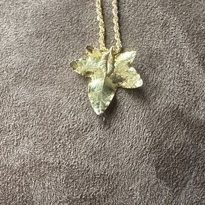 Elegant Gold Dipped Leaf Pendant Necklace